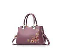 NICOLE&DORIS Donne Borse a mano Retro Borsa a tracolla Le signore Moda Borsa a tracolla Borsa Totalizzatore Ricamo Fiore viola