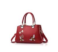 NICOLE&DORIS Donne Borse a mano Retro Borsa a tracolla Le signore Moda Borsa a tracolla Borsa Totalizzatore Ricamo Wine Red Bee 2