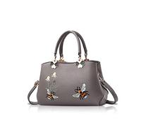 NICOLE&DORIS Donne Borse a mano Retro Borsa a tracolla Le signore Moda Borsa a tracolla Borsa Totalizzatore Ricamo Ape grigia 2