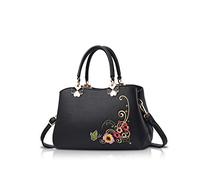 NICOLE&DORIS Donne Borse a mano Retro Borsa a tracolla Le signore Moda Borsa a tracolla Borsa Totalizzatore Ricamo Fiore nero