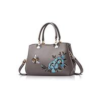NICOLE&DORIS Donne Borse a mano Retro Borsa a tracolla Le signore Moda Borsa a tracolla Borsa Totalizzatore Ricamo Ape grigia