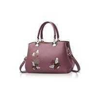 NICOLE&DORIS Donne Borse a mano Retro Borsa a tracolla Le signore Moda Borsa a tracolla Borsa Totalizzatore Ricamo Ape viola 2