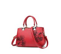 NICOLE&DORIS Donne Fiori Superiore Handle Handbags Borsa a tracollaBorsa Crossbody Totalizzatore Le signore cartella PU Pelle Foglia Vino Rosso