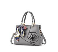 NICOLE&DORIS Donne Fiori Top Handle Borse Borsa a tracolla Borsa Crossbody Bag Tote Satchel per le signore PU Leather Grigio