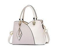 NICOLE & DORIS Elegante borsa da donna con tasche multiple borse a tracolla in pelle PU borse a tracolla a quadretti con ciondolo, bianco, L, casual