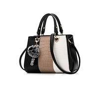 NICOLE & DORIS Moda Borsa a mano Donne Borse a Spalla Borsa a tracolla Borsa Tote Messenger borsa con Grande Capacità in PU Pelle Nero 1