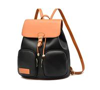 NICOLE & DORIS Moda Borsa Zaino Donna Zainetto Elegante Zaino Antifurto Pelle PU Zaini da Viaggio Casual Daypack Zainetto da Scuola Zainetti con Patta Nero con Marrone