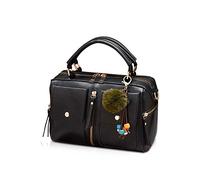 NICOLE & DORIS Moda Borse a Donne Di Cuoio PU Borse a Spalla Maniglia Superiore Borsetta Borsa a Pompon Tracolla Con Cerniera Stile Borsa a Tracolla da Donna Nero