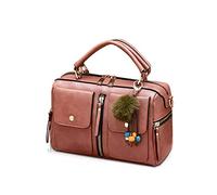NICOLE & DORIS Moda Borse a Donne Di Cuoio PU Borse a Spalla Maniglia Superiore Borsetta Borsa a Pompon Tracolla Con Cerniera Stile Borsa a Tracolla da Donna Rosa scuro
