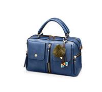 NICOLE & DORIS Moda Borse a Donne Di Cuoio PU Borse a Spalla Maniglia Superiore Borsetta Borsa a Pompon Tracolla Con Cerniera Stile Borsa a Tracolla da Donna Blu
