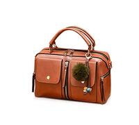 NICOLE & DORIS Moda Borse a Donne Di Cuoio PU Borse a Spalla Maniglia Superiore Borsetta Borsa a Pompon Tracolla Con Cerniera Stile Borsa a Tracolla da Donna Marrone