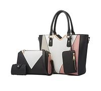 NICOLE & DORIS Moda Borse da Donna Elegante Borsa a Tracolla tipo V Alta capacità Borse Tote da Donna 4 Pezzi Set Nero