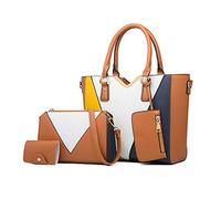 NICOLE & DORIS Moda Borse da Donna Elegante Borsa a Tracolla tipo V Alta capacità Borse Tote da Donna 4 Pezzi Set Marrone