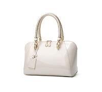 NICOLE & DORIS Moda Borse Donna Borse a Mano Elegante Borsa a Spalla in Vernice Sera Pochette Donna Borsetta da Sposa Bianco