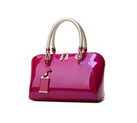 NICOLE & DORIS Moda Borse Donna Borse a Mano Elegante Borsa a Spalla in Vernice Sera Pochette Donna Borsetta da Sposa Rosso Rosato