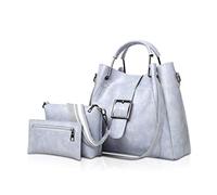 NICOLE & DORIS Moda donna Cuoio Borsa a mano + Borsa a tracolla + Borsa 3 pezzi Borsa Tote per ragazza Grigio