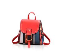 NICOLE&DORIS Moda Zaino Donna Piccolo Zaino Borsa a Tracolla Borse Zaino Pelle Plaid Zainetto da Viaggio per lo Shopping Rosso