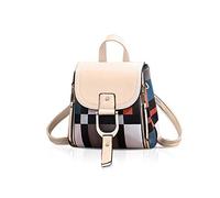 NICOLE&DORIS Moda Zaino Donna Piccolo Zaino Borsa a Tracolla Borse Zaino Pelle Plaid Zainetto da Viaggio per lo Shopping Beige