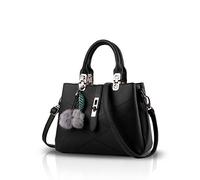 NICOLE & DORIS Nuovo Borsa Donna Borse a Tracolla Elegante Borsetta PU Pelle Spalla Borse a Mano Tote Borse con Pompon Nero