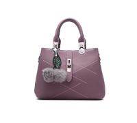 NICOLE & DORIS Nuovo Borsa Donna Borse a Mano Elegante Borse a Tracolla Multitasche Borse Spalla Tote PU Pelle Borsette con Pompon Viola Scuro