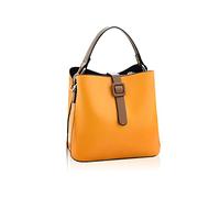 NICOLE & DORIS Piccola Borsa a Tracolla Borse a Mano da Donna Casual Borsa a Secchiello Borse in PU Pelle Morbida Elegante Borse a Spalla con Due Spallacci Giallo