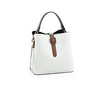 NICOLE & DORIS Piccola Borsa a Tracolla Borse a Mano da Donna Casual Borsa a Secchiello Borse in PU Pelle Morbida Elegante Borse a Spalla con Due Spallacci Bianco