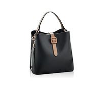 NICOLE & DORIS Piccola Borsa a Tracolla Borse a Mano da Donna Casual Borsa a Secchiello Borse in PU Pelle Morbida Elegante Borse a Spalla con Due Spallacci Nero