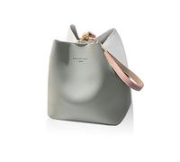 NICOLE & DORIS Piccola Borsa a Tracolla Borse Donna Elegante Borsa a Secchiello Borse in Pelle Morbida Leggero Quotidiana Borsetta con Tracolla Staccabile Grigio