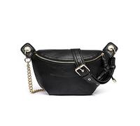 NICOLE & DORIS Piccola Borsa a Tracolla Donna Marsupio a Spalla in Pelle PU Con Catena Messenger Crossbody Bauletto Nero