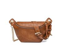 NICOLE & DORIS Piccola Borsa a Tracolla Donna Marsupio a Spalla in Pelle PU Con Catena Messenger Crossbody Bauletto Marrone