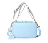 NICOLE & DORIS Piccola Borsa Donna Tracolla Crossbody Bag Moda Borse Spalla PU Pelle Borse con Frange Messenger Bag Borsa Mano con 2 Tracolla Azzurro
