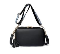 NICOLE & DORIS Piccola Borsa Donna Tracolla Crossbody Bag Moda Borse Spalla PU Pelle Borse con Frange Messenger Bag Borsa Mano con 2 Tracolla Nero