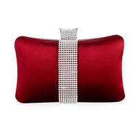NICOLE & DORIS Pochette Donna Elegante Strass Clutch Cerimonia Borsa da Sera Borsetta Catena per Matrimonio Festa Cocktail Vino rosso