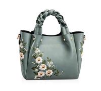 NICOLE & DORIS Sac à Main Brodé de Mode Borsa da Donna Borsa a Tracolla Elegante Borsa Messenger in Pelle PU Borsa a Spalla Borsa Con Manico Superiore Verde