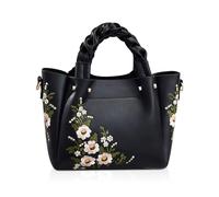 NICOLE & DORIS Sac à Main Brodé de Mode Borsa da Donna Borsa a Tracolla Elegante Borsa Messenger in Pelle PU Borsa a Spalla Borsa Con Manico Superiore Nero