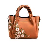 NICOLE & DORIS Sac à Main Brodé de Mode Borsa da Donna Borsa a Tracolla Elegante Borsa Messenger in Pelle PU Borsa a Spalla Borsa Con Manico Superiore Marrone