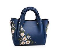 NICOLE & DORIS Sac à Main Brodé de Mode Borsa da Donna Borsa a Tracolla Elegante Borsa Messenger in Pelle PU Borsa a Spalla Borsa Con Manico Superiore Blu navy