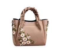 NICOLE & DORIS Sac à Main Brodé de Mode Borsa da Donna Borsa a Tracolla Elegante Borsa Messenger in Pelle PU Borsa a Spalla Borsa Con Manico Superiore Cachi