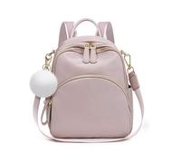 NICOLE & DORIS Zainetto Piccolo Donna Borsa Zaino Leggero Mini Borsa Tracolla Zaino 2 in 1 Daypack con Pompon Zaini per la Scuola Shopping Viaggio Rosa