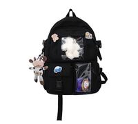 NICOLE & DORIS Zaino da Donna Moda Zainetto per Ragazze Simpatico Impermeabile Zainetto da Viaggio Kawaii Borsa Zaino Borsa da Scuola con Bambola di Peluche Nero