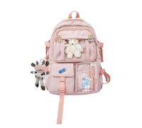 NICOLE & DORIS Zaino da Donna Moda Zainetto per Ragazze Simpatico Impermeabile Zainetto da Viaggio Kawaii Borsa Zaino Borsa da Scuola con Bambola di Peluche Rosa