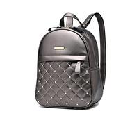 NICOLE & DORIS Zaino da Donna Piccolo Moda Borsa Zaino Donna Pelle PU Casual Daypack Zaini Rivetto Zainetto Donna Impermeabile per Scuola Viaggio Lavoro Shopping Grigio Argento