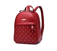NICOLE & DORIS Zaino da Donna Piccolo Moda Borsa Zaino PU Casual Daypack Zaini Rivetto Zainetto Impermeabile per Scuola Viaggio Lavoro Shopping Borgogna