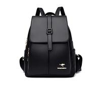 NICOLE & DORIS Zaino da donna, piccolo zaino in pelle PU, zaino da donna, elegante, per il tempo libero, Daypacks, impermeabile, mini zaino con patta, Nero - Noir minuit, L