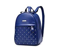 NICOLE & DORIS Zaino Donna Piccolo Moda in Pelle PU - Borsa Casual Impermeabile Con Rivetti per Scuola, Viaggio, Lavoro, Shopping - Blu Scuro