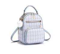 NICOLE & DORIS Zaino Donna Piccolo Zaino a Quadri Borsa e Zaino Tracolla | Zainetto Ragazza Daypack PU Pelle Mini Zainetto da Viaggio per lo Shopping Blu