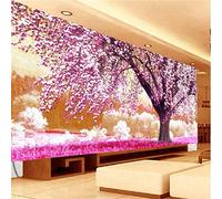 Nicole Knupfer Diamond Painting Set per la pittura a mosaico con diamantini 5D, fiori di ciliegio viola, per il soggiorno e la camera da letto (120 x 50 cm)