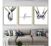 Nicole Knupfer - Set di 3 poster, tema mano nella mano, da parete, senza cornice, decorazione da parete, per soggiorno, camera da letto, moderno, artistico, 30 x 40 cm