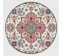 Nicole Knupfer, tappeto a mandala, rotondo, vintage, bohémien, lavabile, decorazione per il soggiorno, la camera da letto, il bagno, la cucina, la spiaggia (H, 140 x 140 cm)