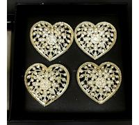 NICOLE MILLER Set Di 4 Taglio Fuori Forma Cuore Trasparente Cristalli, Color Oro